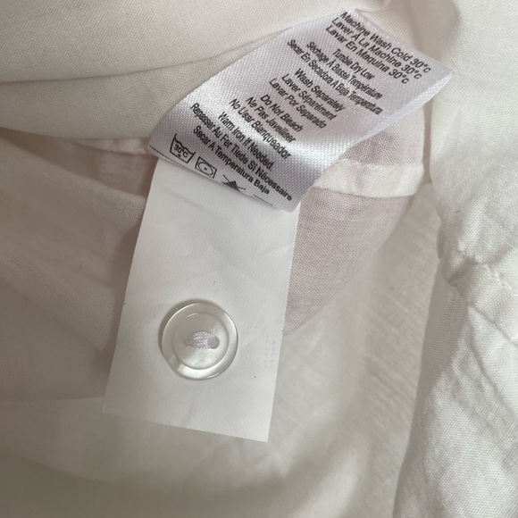 Sundry Mini Collar Button Down Shirt White Sheer Size Medium - Picture 5 of 9